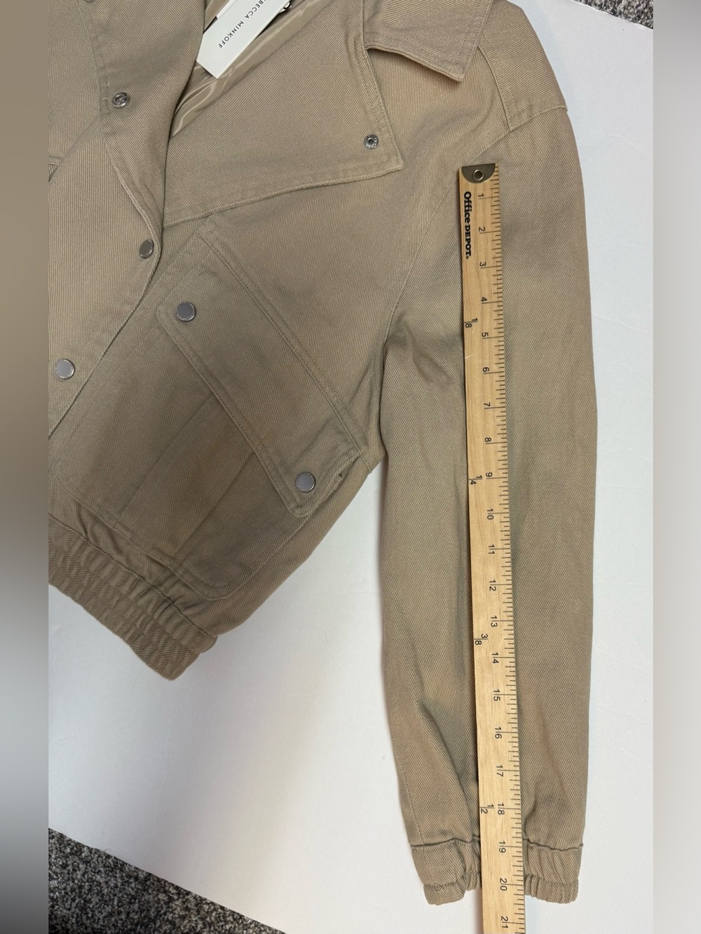NWT Rebecca Minkoff collard snap cotton Beige Utility Jacket M - Picture 11 of 16